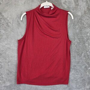 Babaton Sleeveless Shirt Womens Small Red High Neck Relaxed Fit Tank Top Blouse
